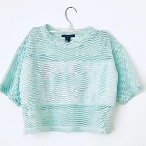 Light blue mesh west coast crop top